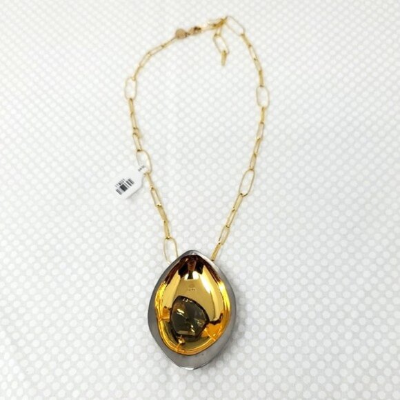 Alexis Bittar Gold Teardrop Pendant Necklace w/ Chain - Picture 1 of 9